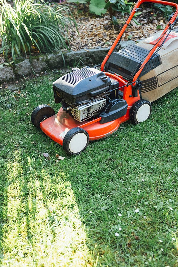 Lawn mowing service in progress
